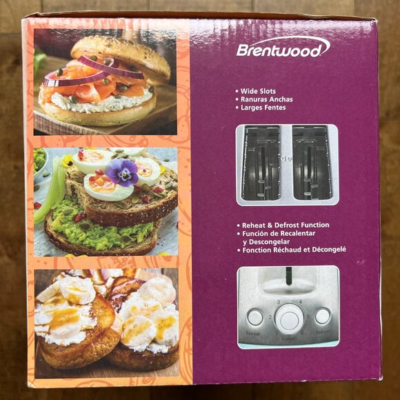 BRENTWOOD Appliances Cool Touch 2-Slice Extra Wide Slot Retro Toaster, Blue - Picture 3 of 6